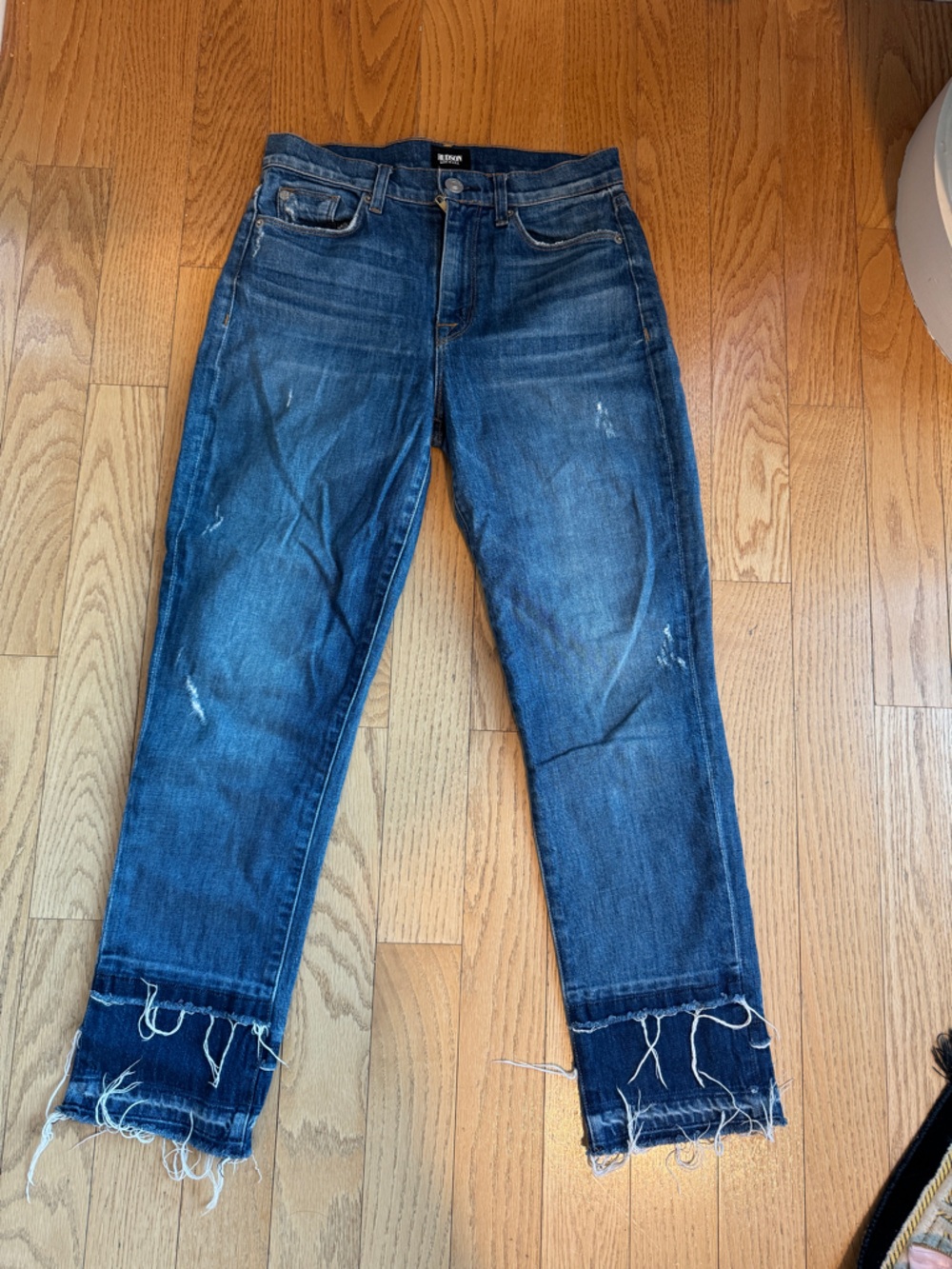 Hudson Jeans Dark Blue Slim Straight with Frayed Hem